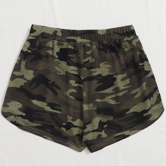 1 MED LEFT! Camo Pull On Tie Track Shorts - Picture 3 of 6